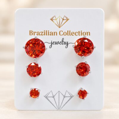 Fiery Red Stud Trio